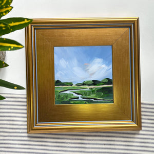 "Blue Sky Marsh", Framed Coastal Landscape Painting
