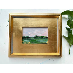 Pink and Green Landscape Painting on Canvas: 4 x 6